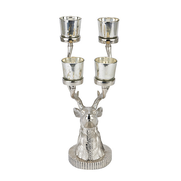 Silver Stag Four Tealight Holder