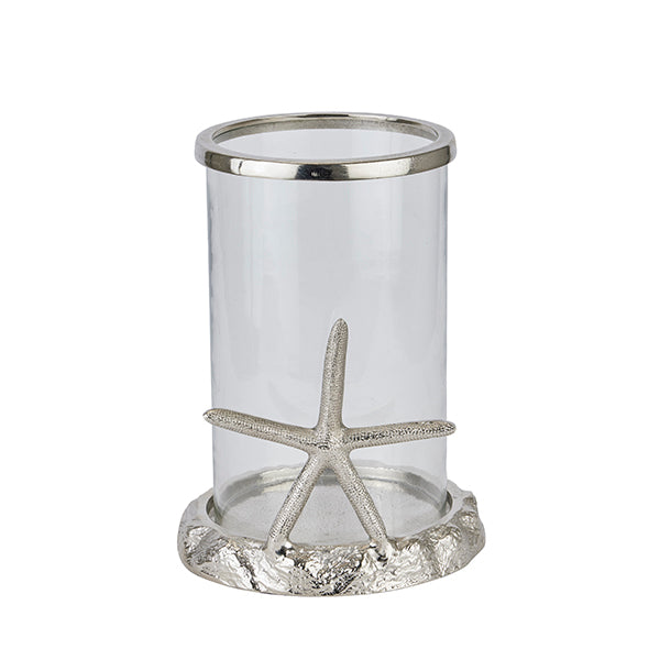 Silver Starfish Candle Hurricane Lantern