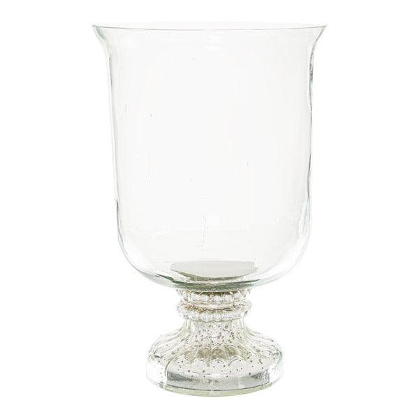 Silver Bead Large Hurricane Lamp