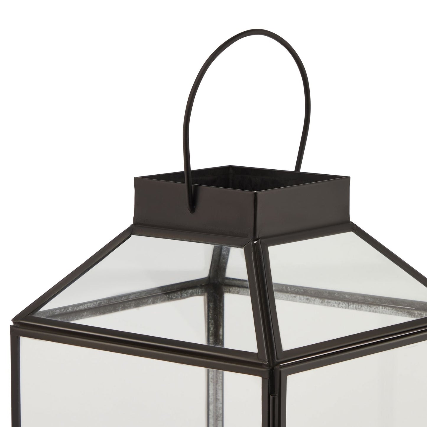 Glass Top Medium Black Lantern