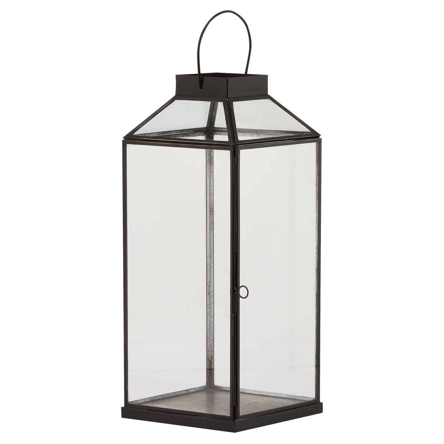 Glass Top Medium Black Lantern