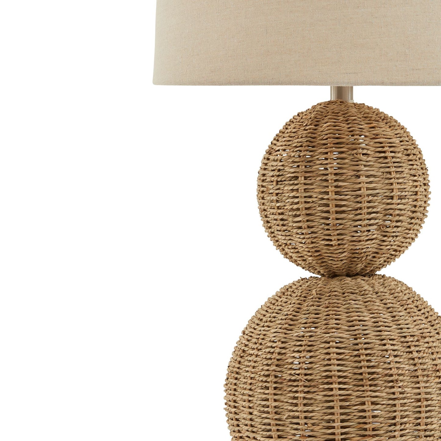 Spheres Wicker Table Lamp With Linen Shade