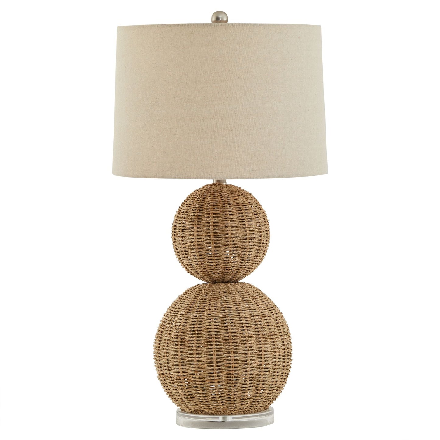 Spheres Wicker Table Lamp With Linen Shade