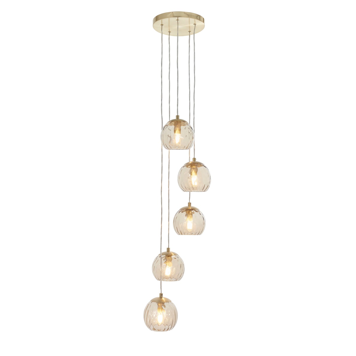 Dimple 5 Pendant Light  Satin Brass