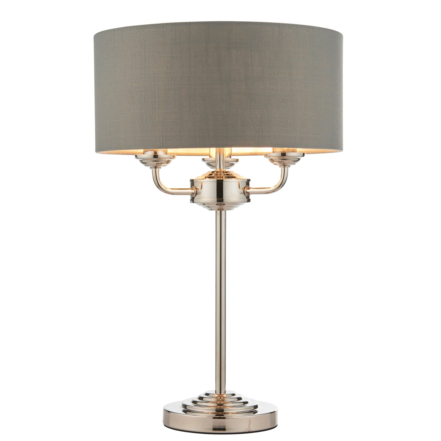 Highclere 3 Table Lamp Bright Nickel