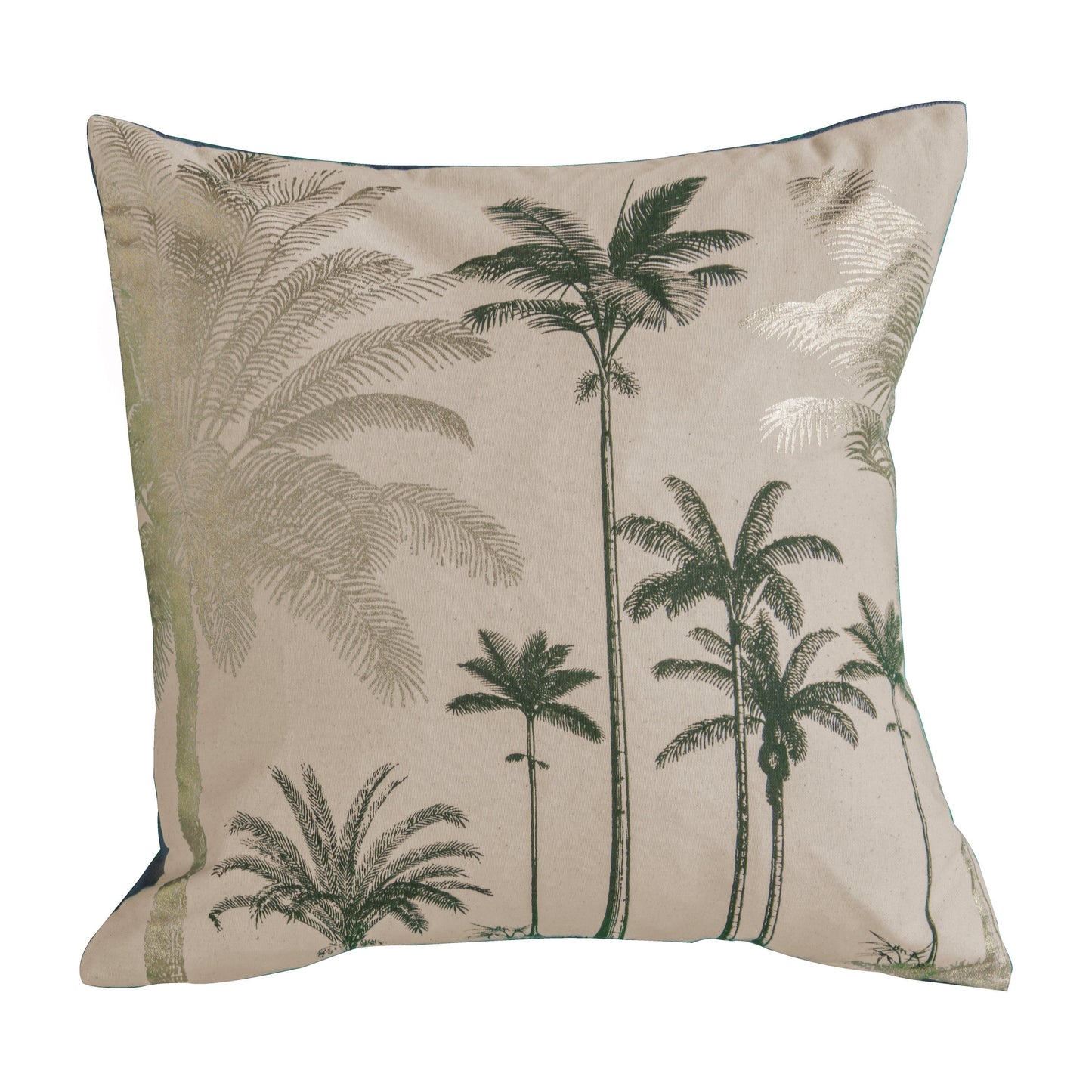 Palm Trees Metallic Cushion Natural 450x450mm