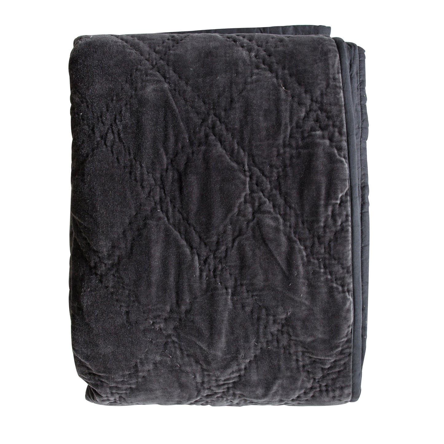 Quilted Cotton Velvet Bedsp Charcoal 2400x2600mm