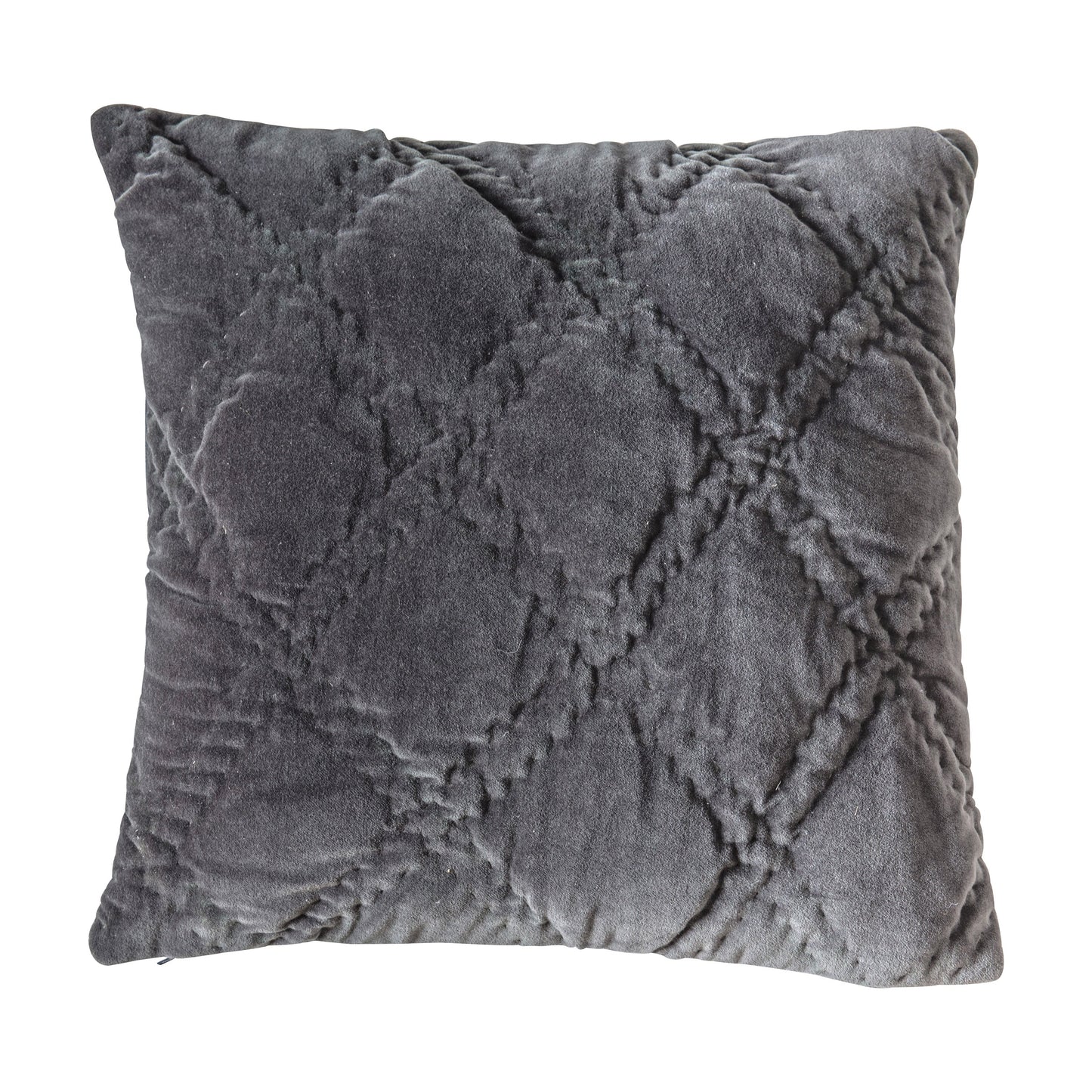 Quilted Cotton Velvet Cushion Charcoal 450x450mm