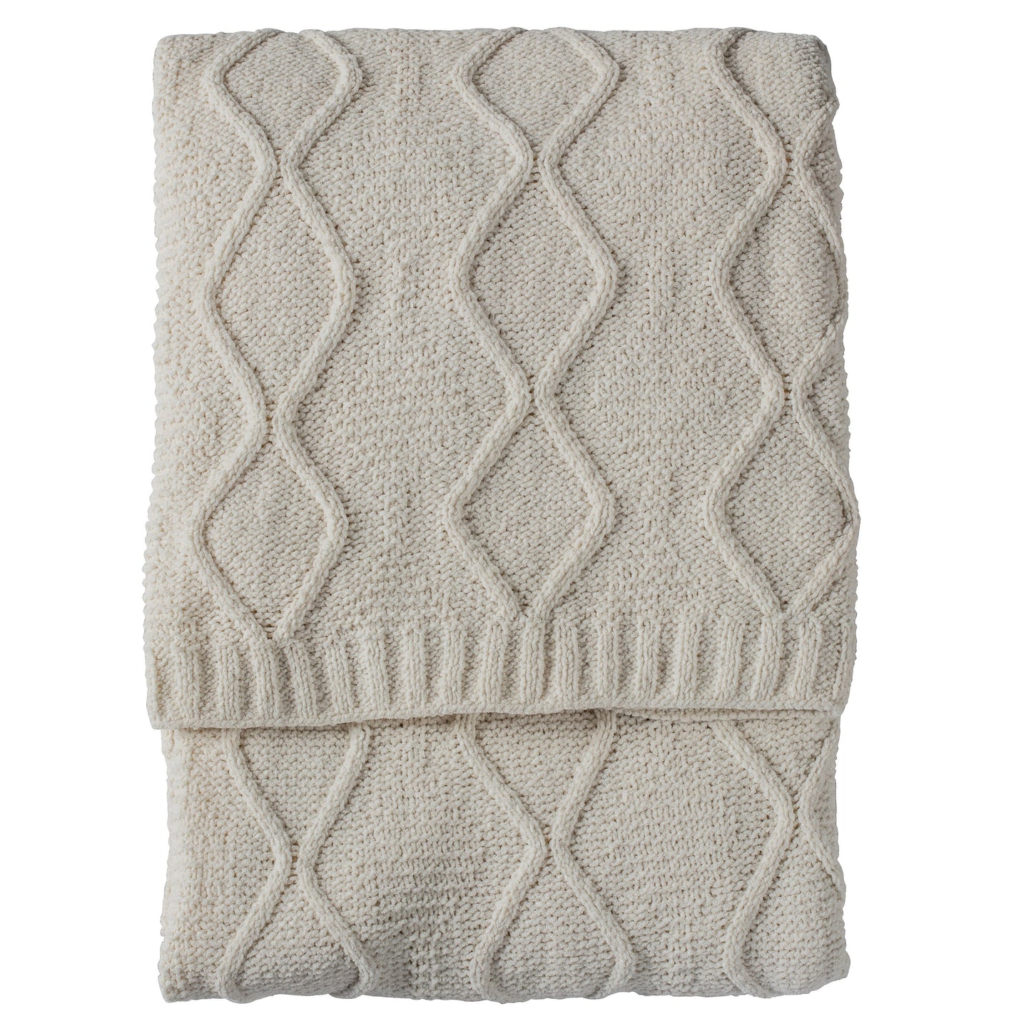 Chenille Knit Cable Throw Cream 1300x1700mm