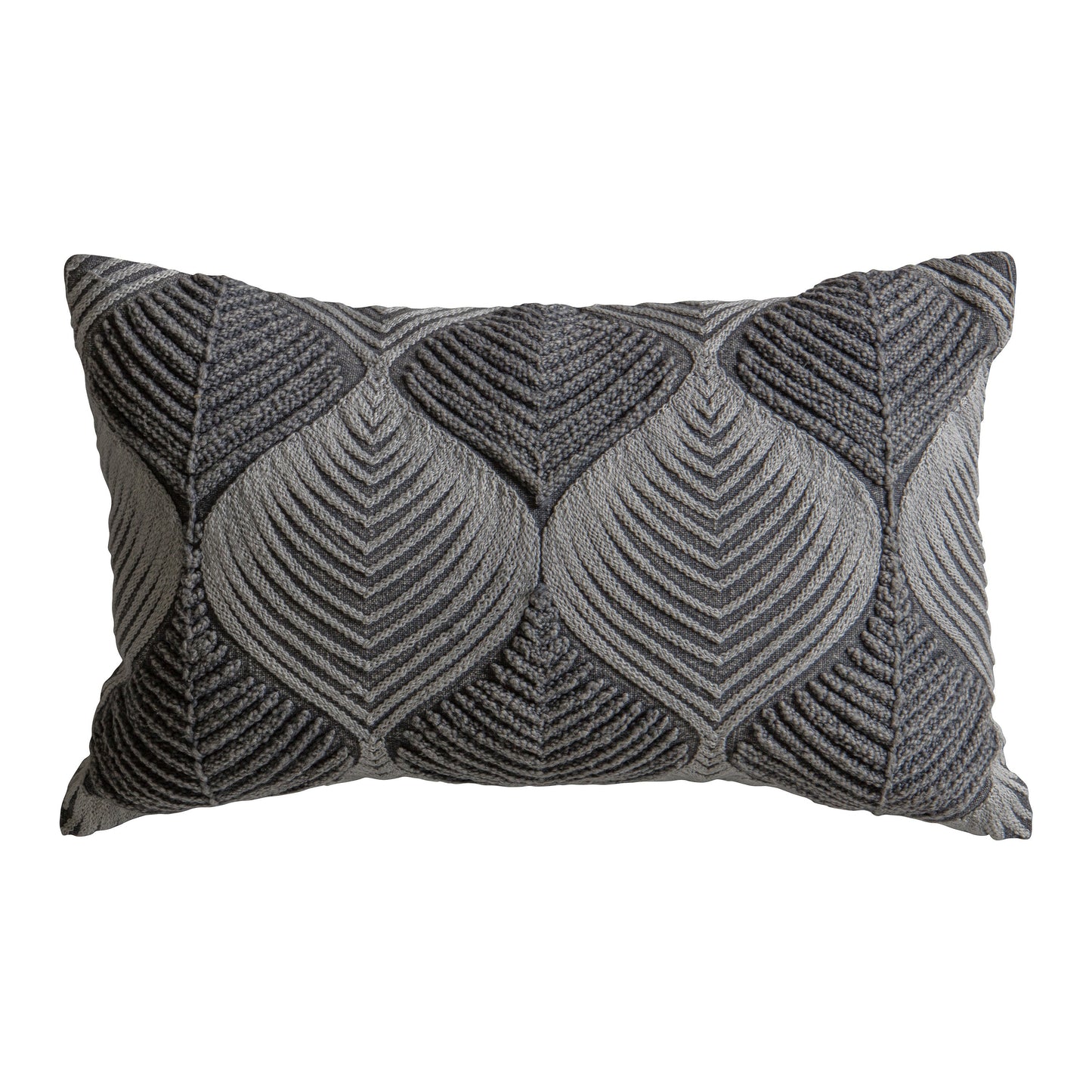Wave Tonal Embroidered Cushion Grey 300x500mm