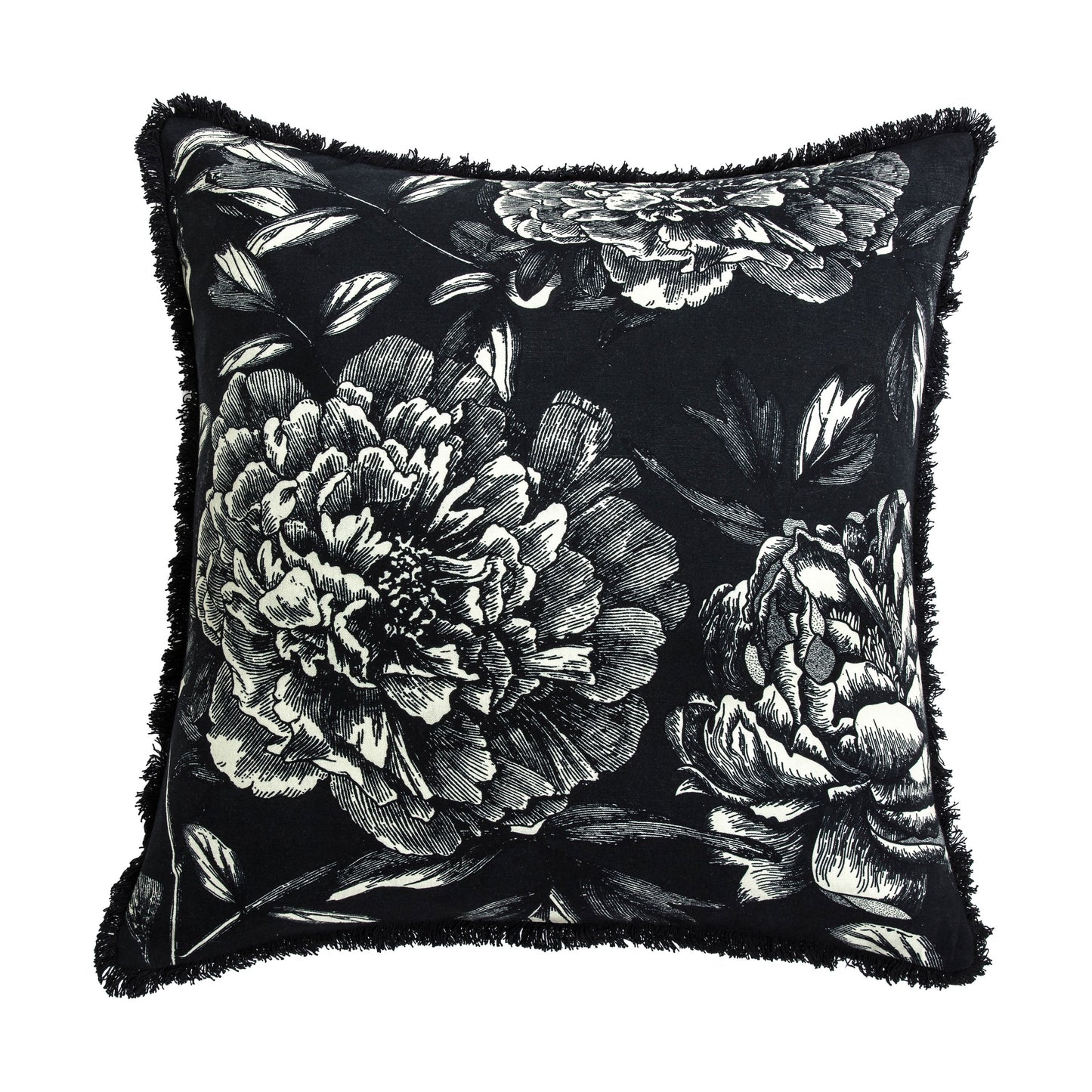 Vintage Floral Cushion Black 550x550mm