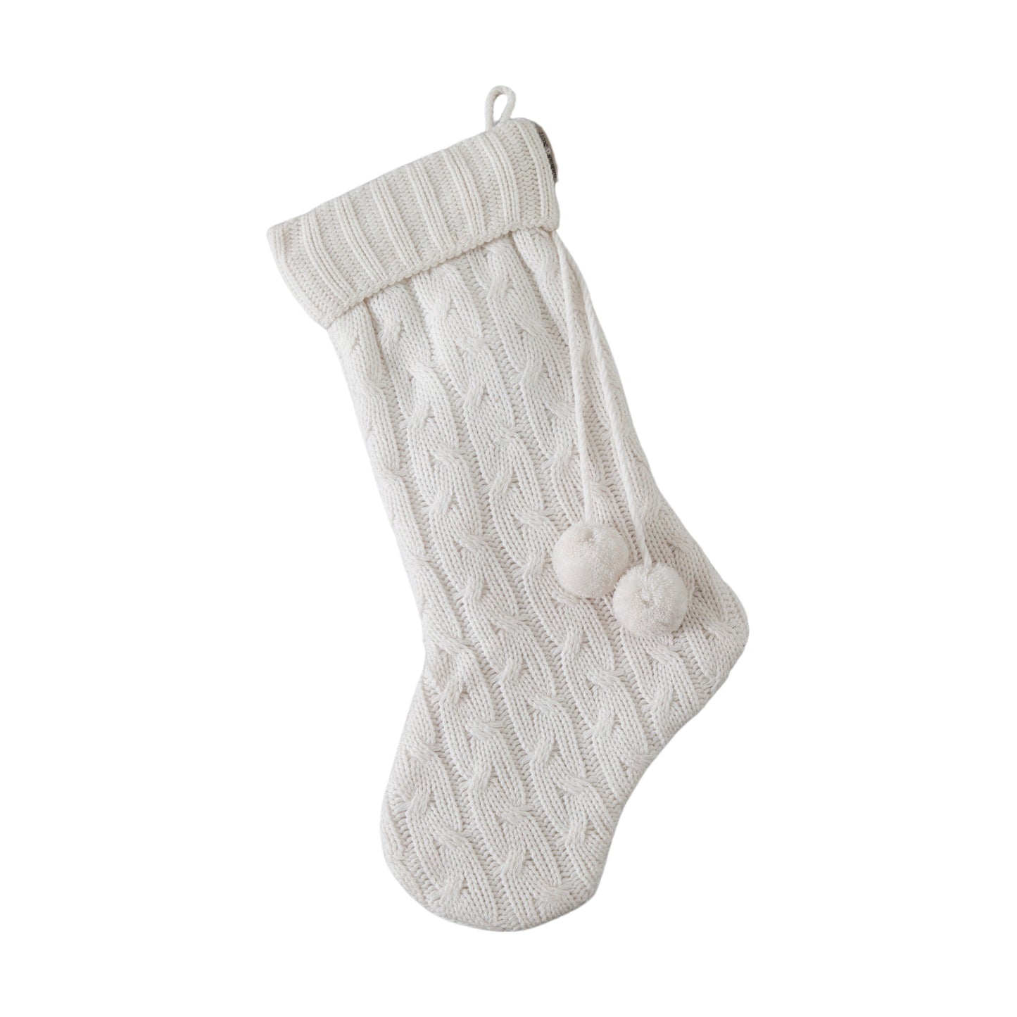 Pompom Knitted Stocking Cream 550x300mm