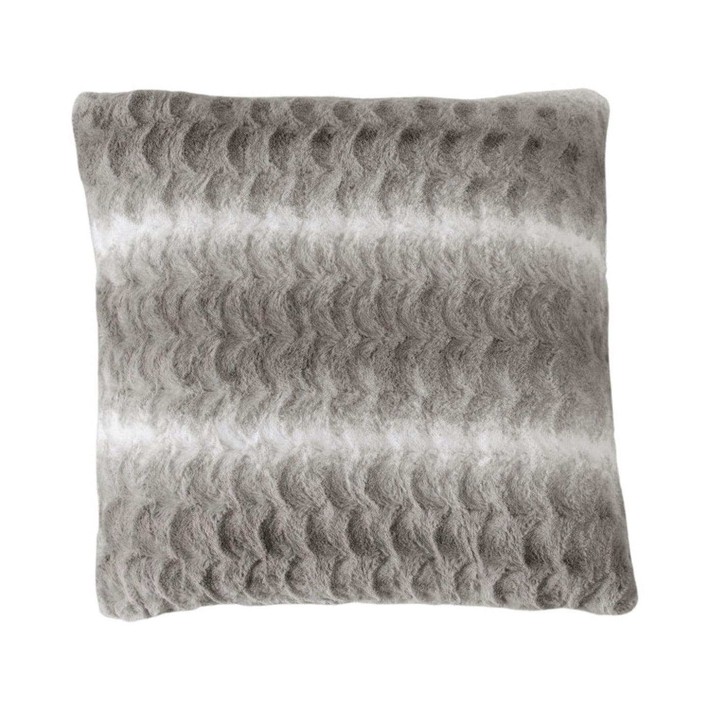 Stripe Faux Fur Cushion Grey 550x550mm