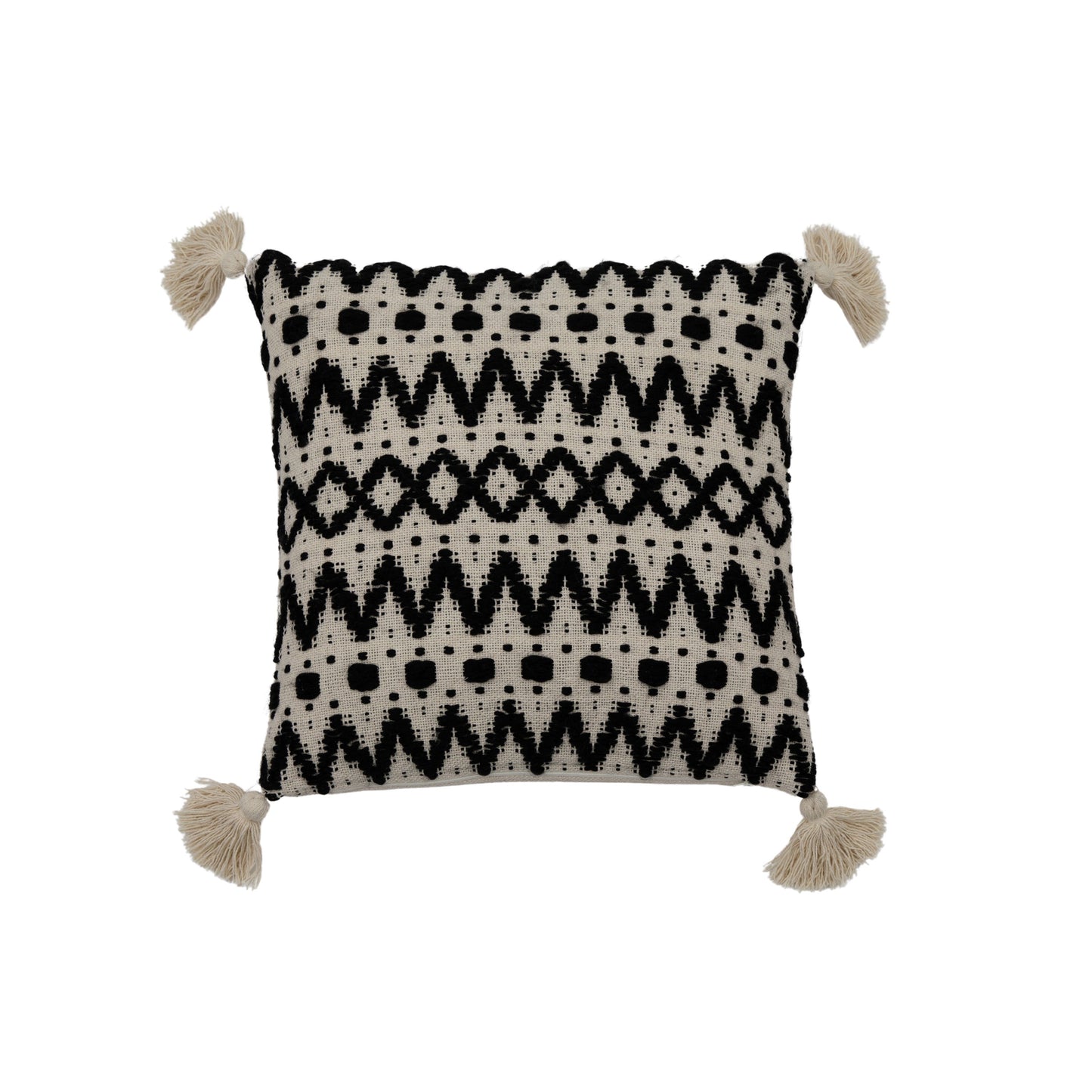 Black & Cream Tufted Cushion 450x450mm