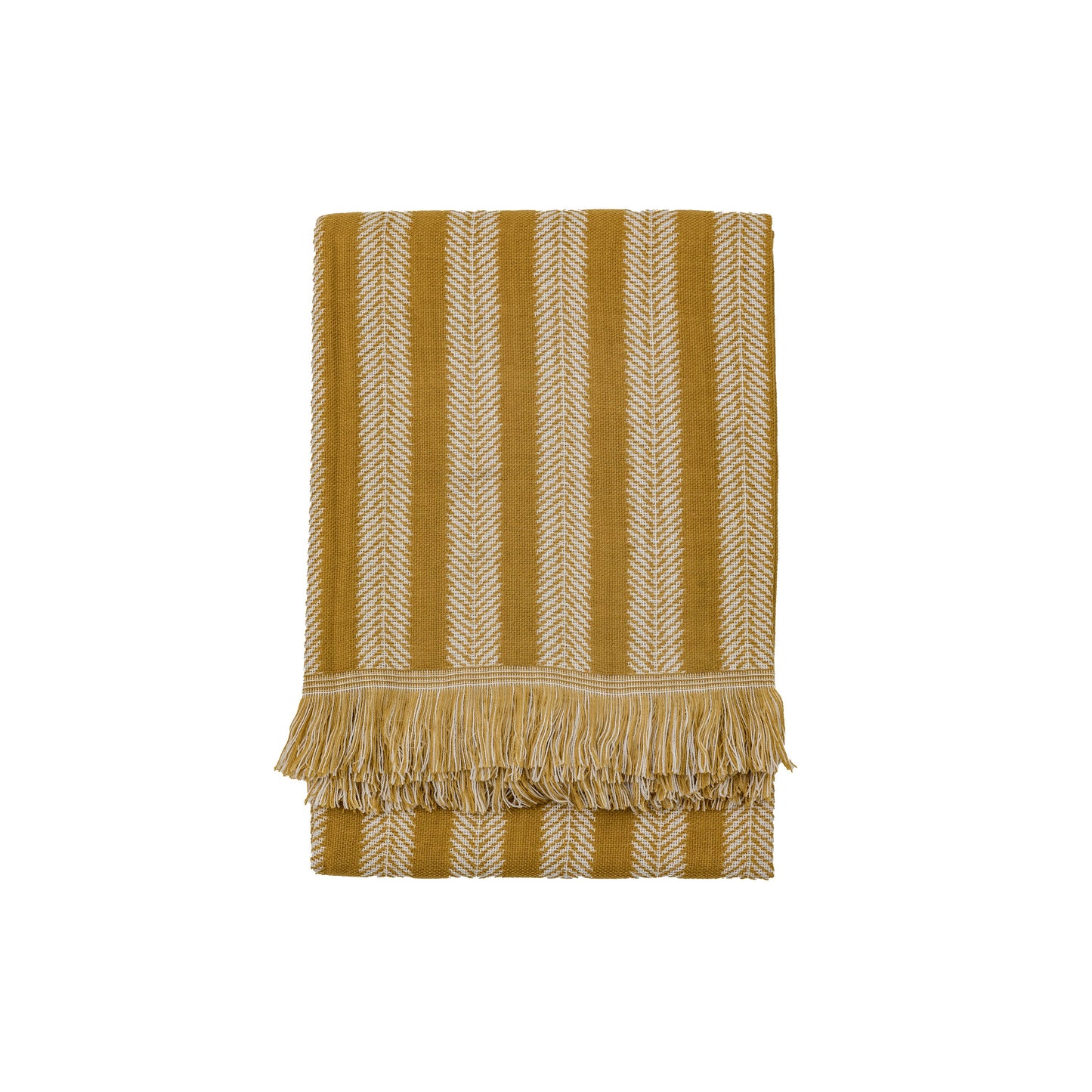 Jacquard Weave Throw with Fringe Ochre 1300x1700mm